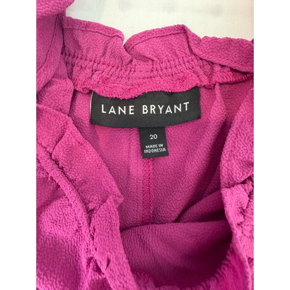 Lane Bryant Magenta Pink Ruffle Strap Smocked Waist Peplum Top Blouse Size 20 - Picture 5 of 5